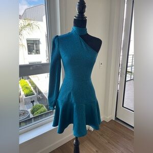 Elegant Teal One-Shoulder Dress